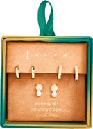 Leith 3-Pack Faux Opal & CZ Earrings