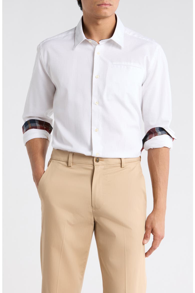 Lyle Tailored Fit Stretch Cotton Button-Up Shirt, Main, color, WHITE