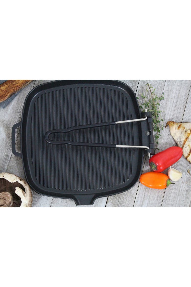 9" Square French Cast Iron Grill, Alternate, color, BLACK