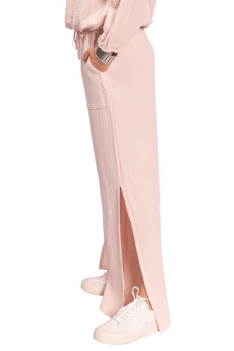 Riley Cotton Gauze Split Hem Pants, Alternate, color, BLUSH