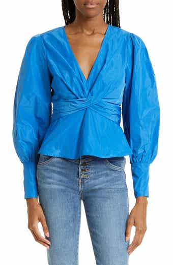 Veronica Beard Seema Twist Front Taffeta Blouse