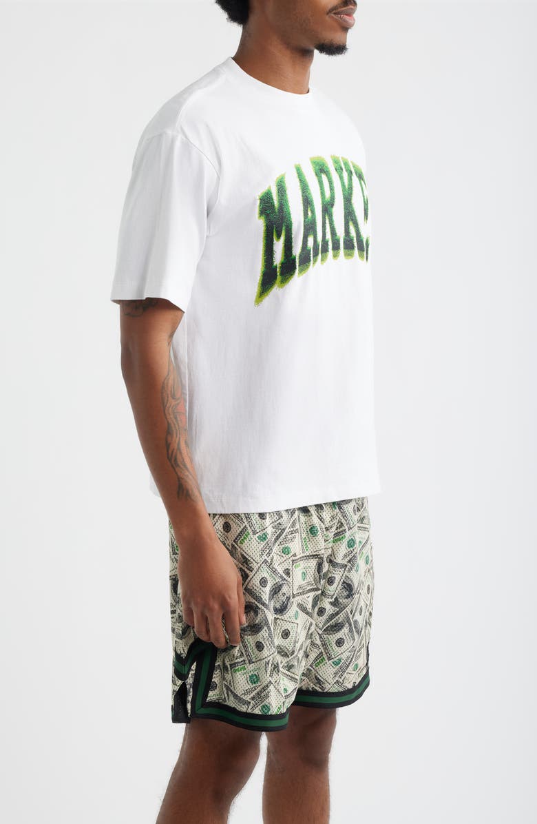 MARKET SMILEY<sup>®</sup> Take the Gold Arc Logo Graphic T-Shirt, Alternate, color, White