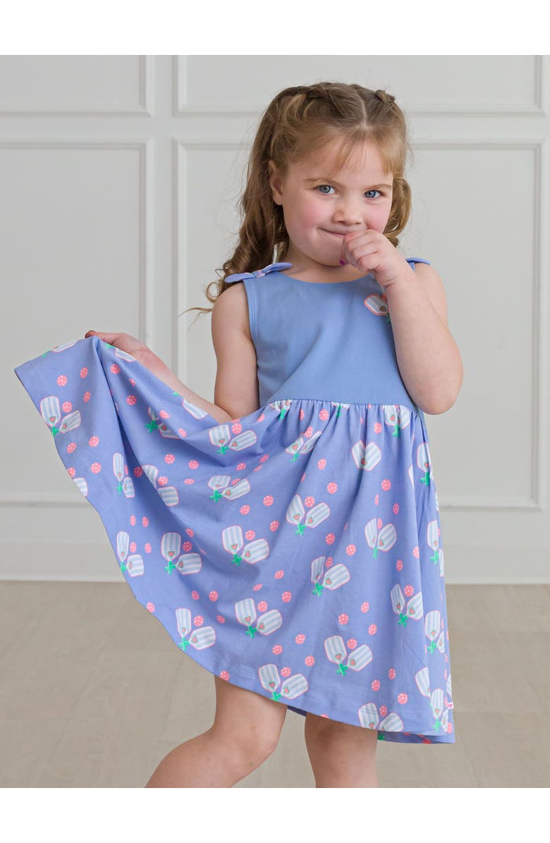 RuffleButts Tie Shoulder Twirl Dress, Alternate, color, Pickleball Playtime
