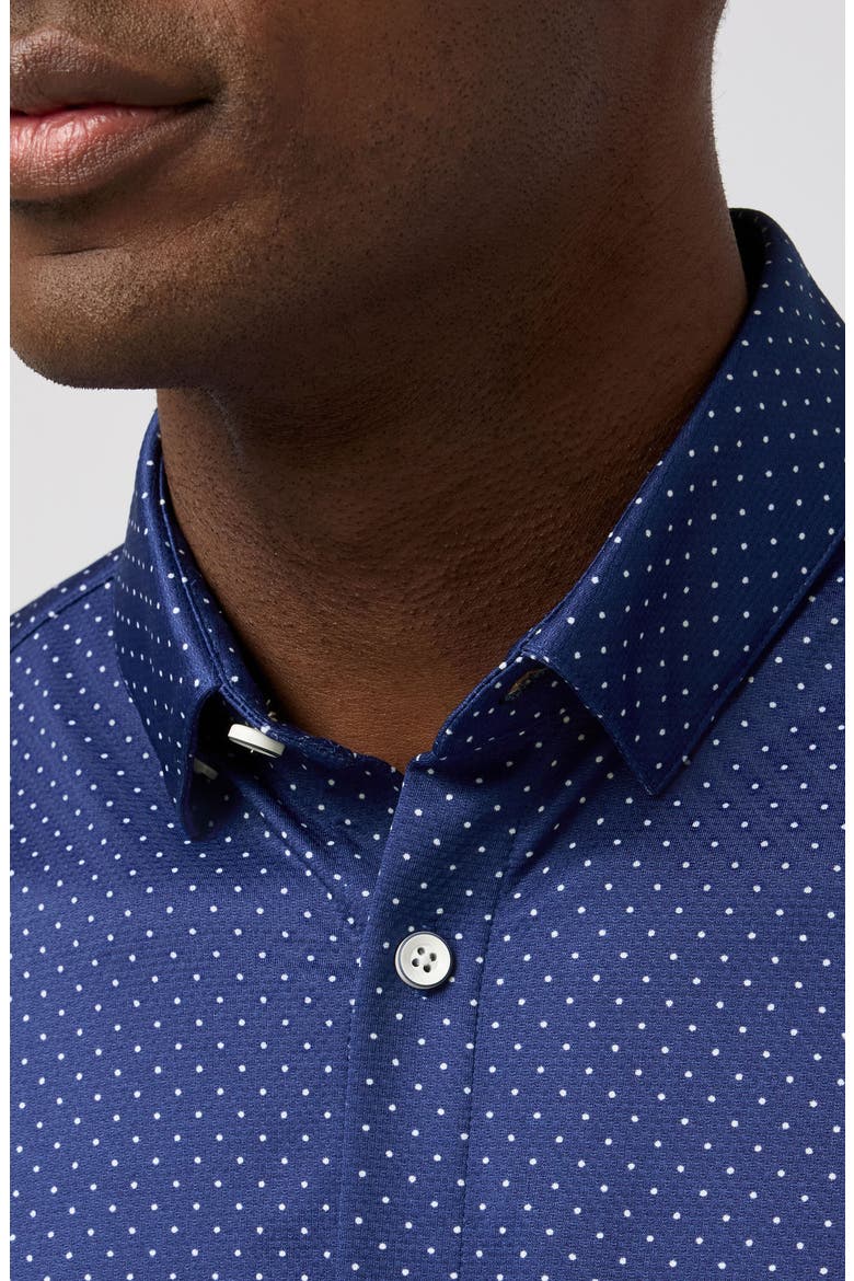 Halyard Trim Fit Dot Short Sleeve Performance Button-Up Shirt, Alternate, color, COBALT DOT