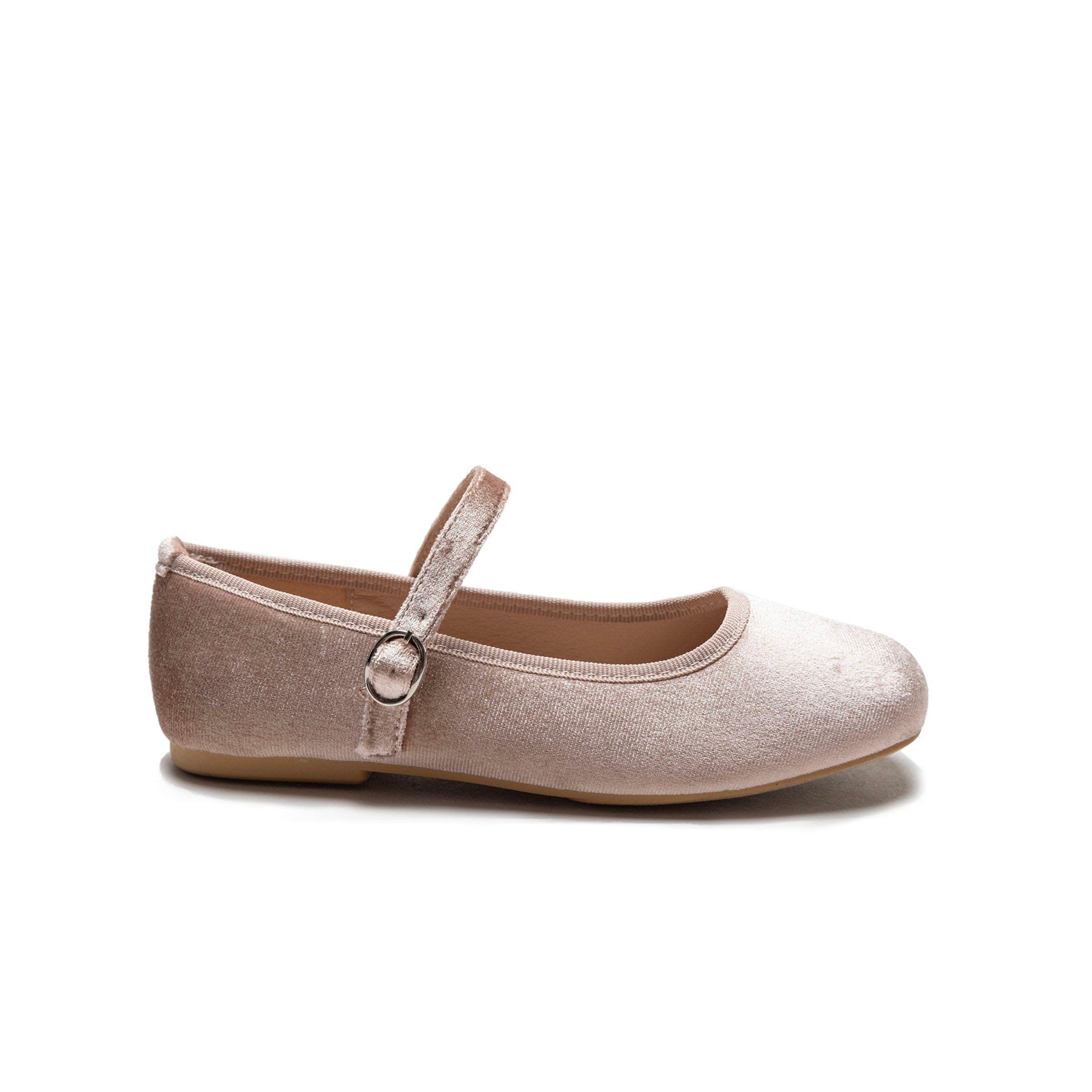 Michelle Satin Velvet Flats, Alternate, color, Powder
