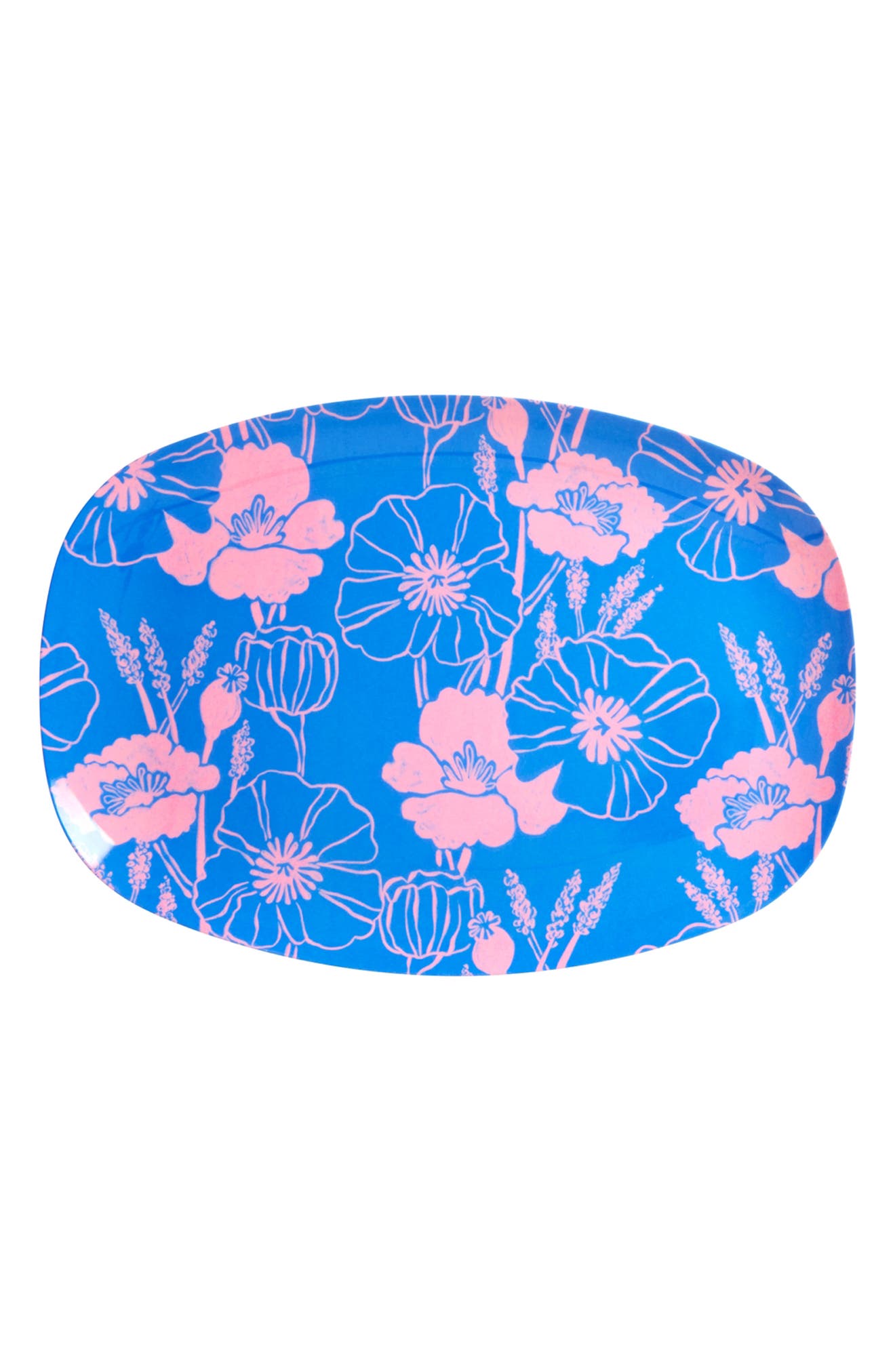 Rice by Rice Set of Four Oblong Melamine Plates - Poppies Love, Medium