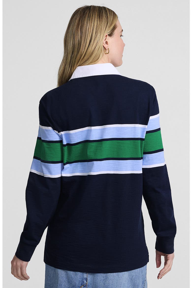 Long Sleeve Lightweight Slub Rugby Polo, Alternate, color, Radiant Navy/Green Stripe