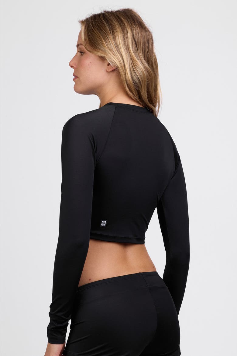 Moana Long Sleeve Cropped Rashguard, Alternate, color, Black