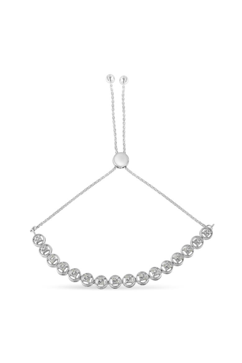 Silver 1/4 Cttw Diamond Bolo Bracelet, Alternate, color, White
