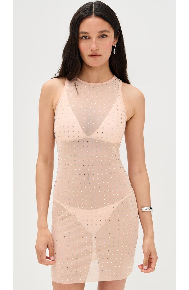 Dur Doux Zara Crystal Mini Dress, Alternate, color, Peach