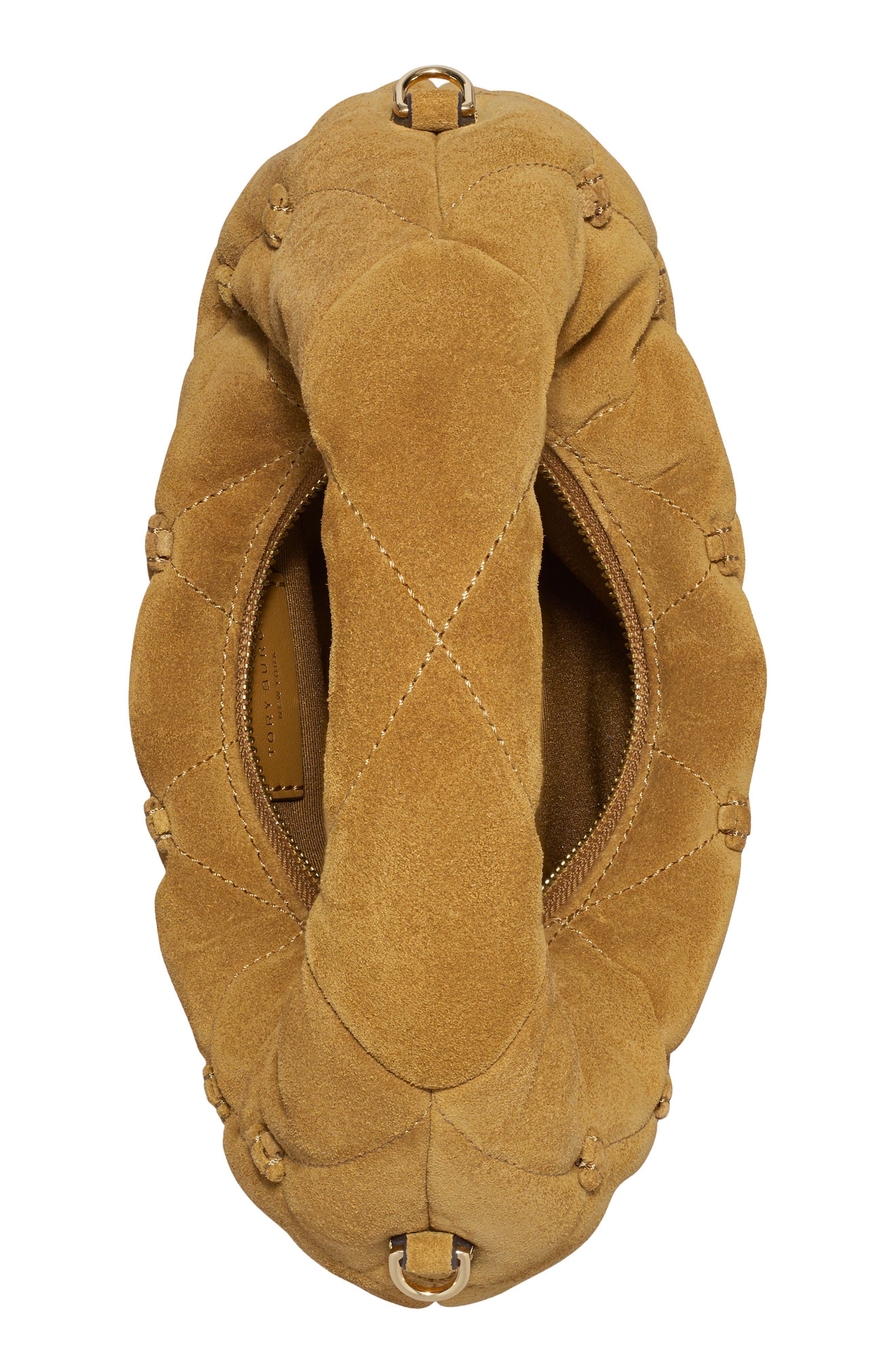 Bunny Knot Suede Top Zip Bag, Alternate, color, TOFFEE