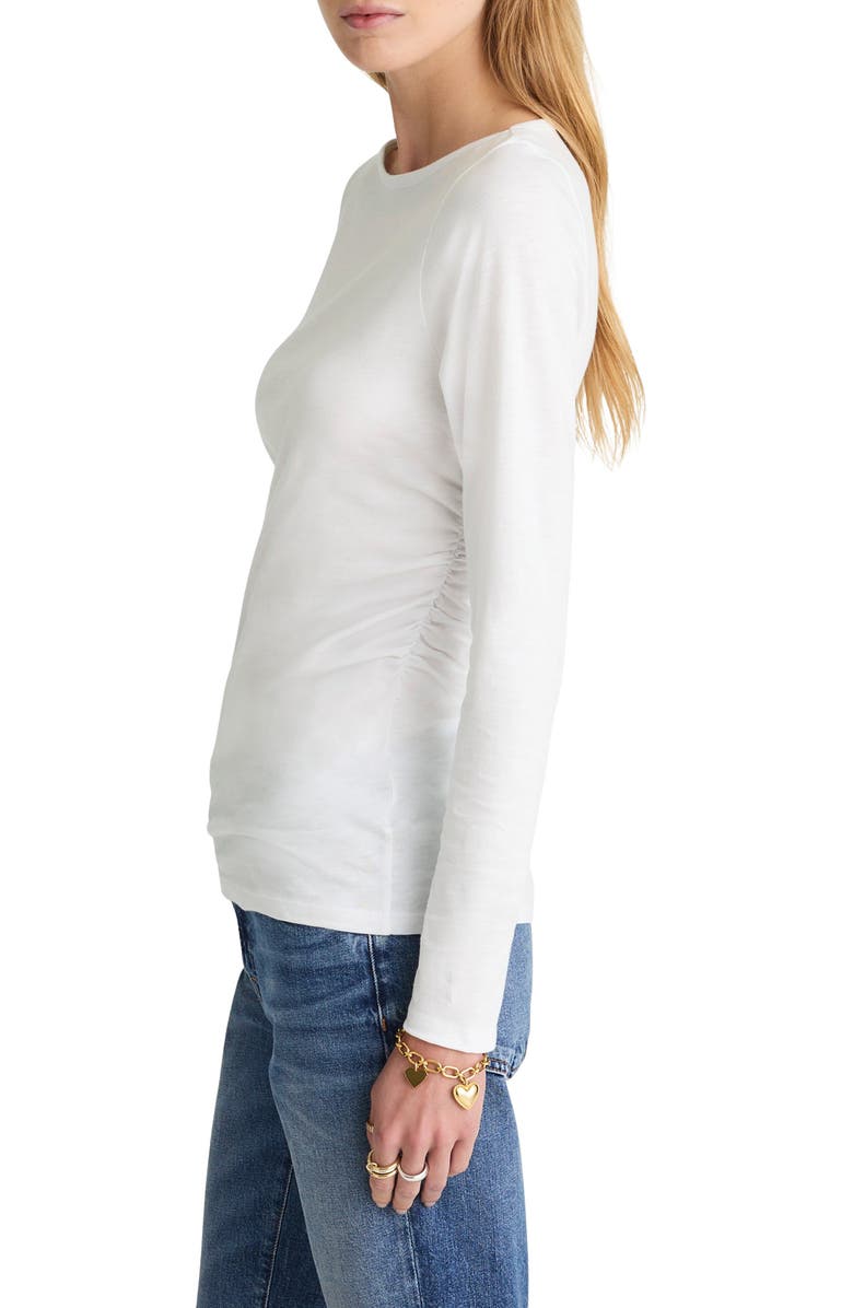 Madewell Ruched Long Sleeve Top, Alternate, color, White