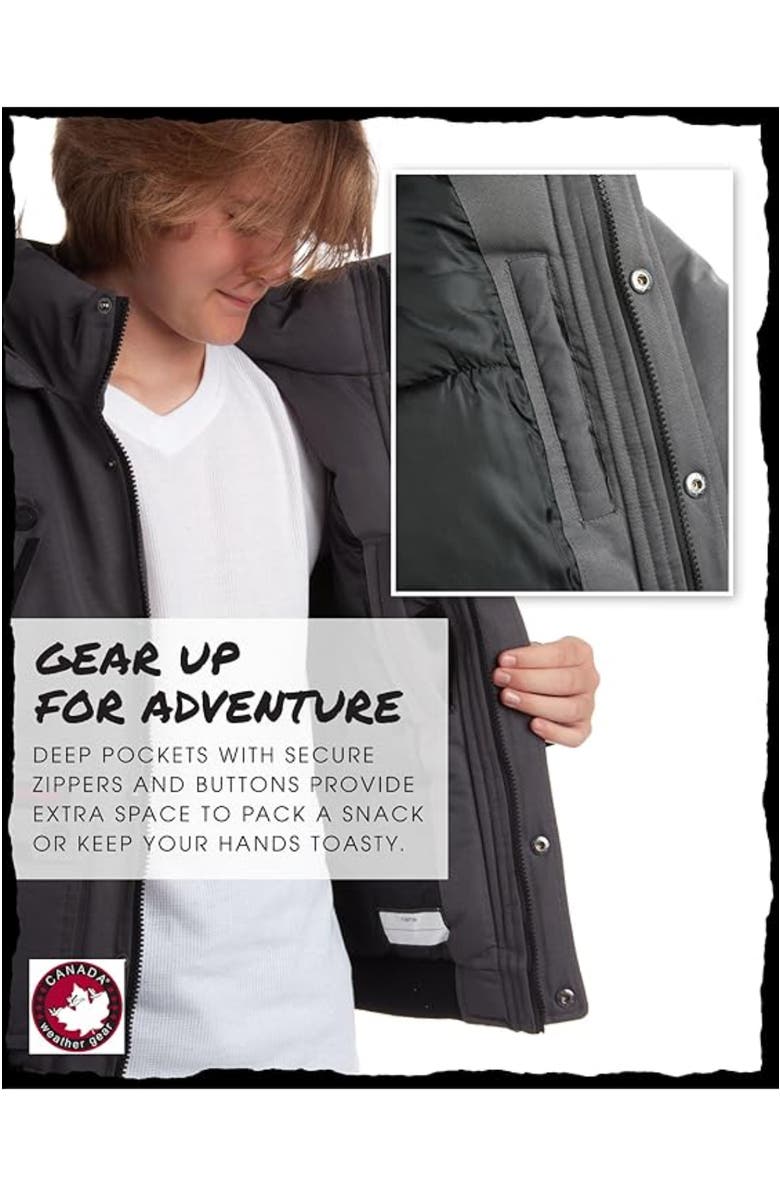 CANADA WEATHER GEAR Boys
 Winter Bomber Jacket, Alternate, color, Coal Grey