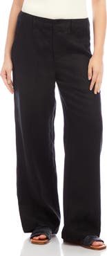 Karen Kane Patch Pocket Wide Leg Linen Pants