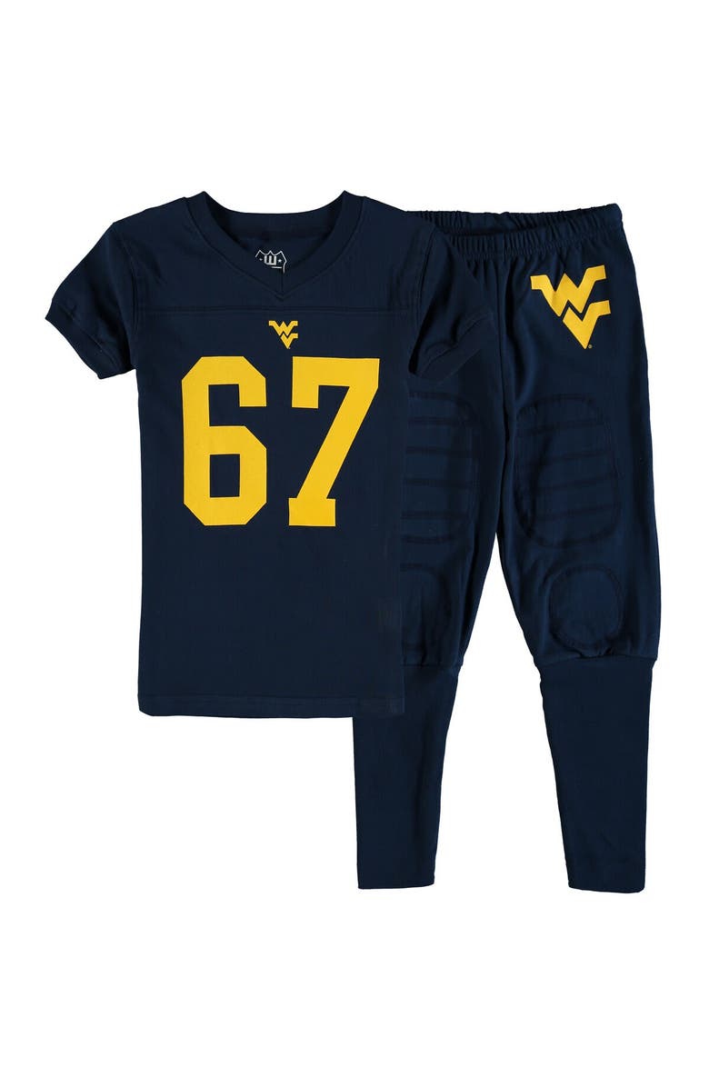 Wes & Willy Youth Wes & Willy Navy West Virginia Mountaineers Football Pajama Set, Main, color, Navy