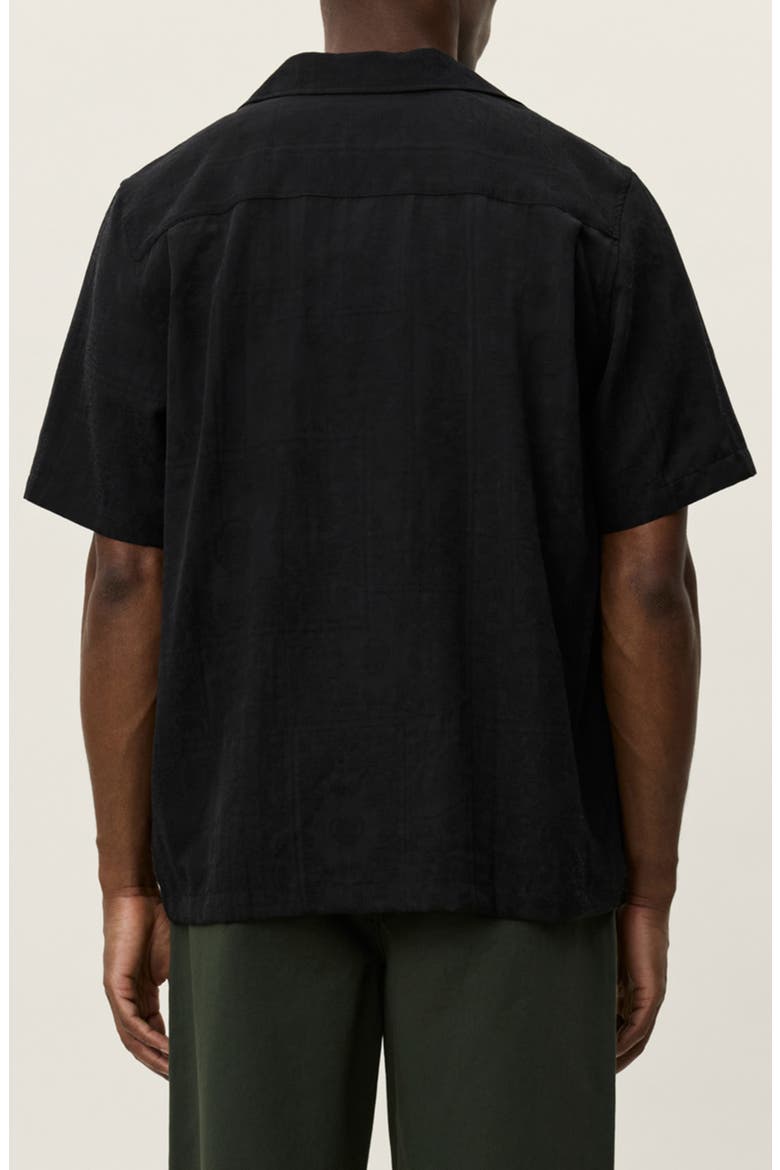 Liam Lyocell Blend Jacquard Camp Shirt, Alternate, color, BLACK