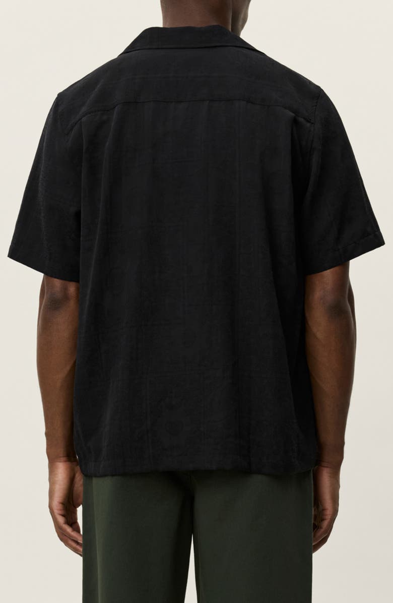 Les Deux Liam Lyocell Blend Jacquard Camp Shirt, Alternate, color, Black