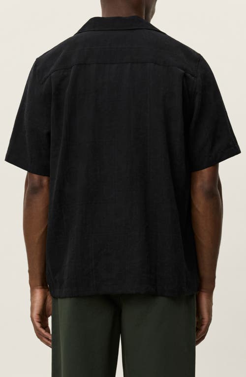 Les Deux Liam Lyocell Blend Jacquard Camp Shirt In Black