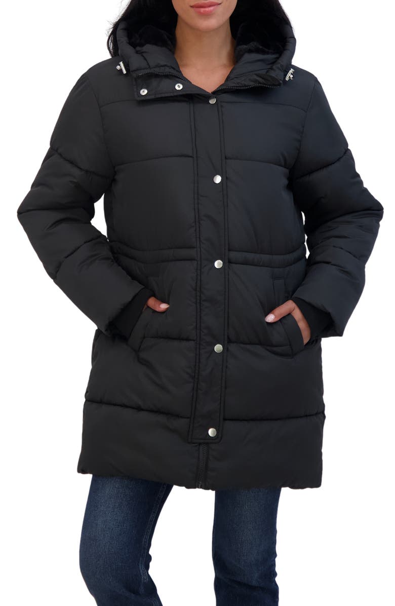Sebby Cozy Faux Fur Lined Hood Puffer Jacket, Alternate, color,