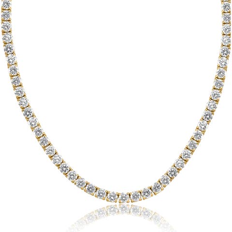 29 Ct Diamond Tennis Necklace 14K Gold 16" Lab Grown