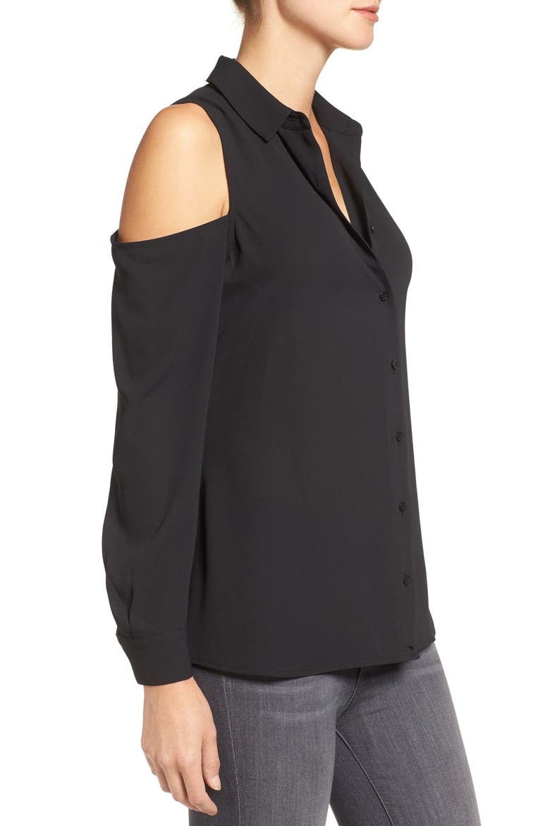 Convertible Cold Shoulder Top, Alternate, color, BLACK