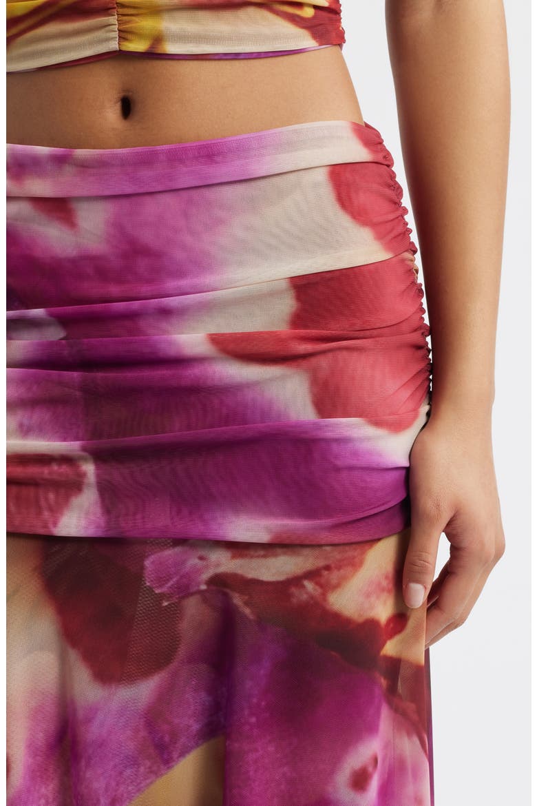 Festa Print Asymmetric Hem Midi Skirt, Alternate, color, BLOOM
