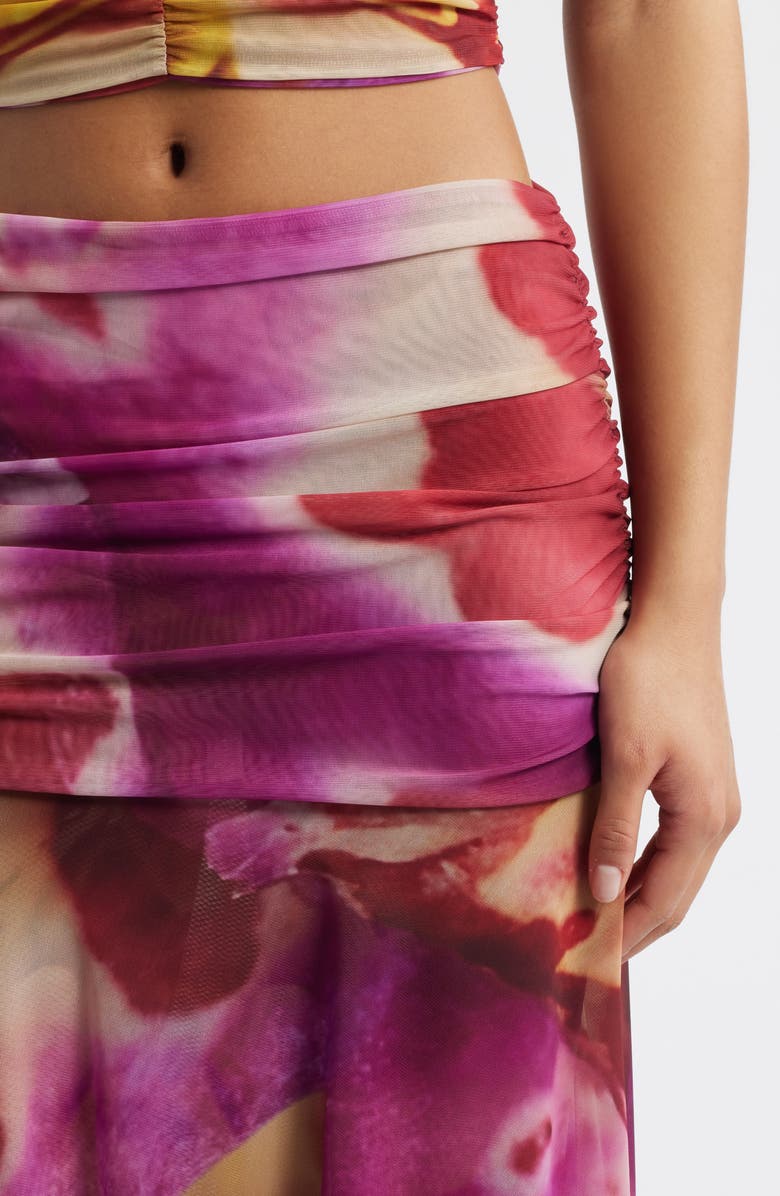 Feners Festa Print Asymmetric Hem Midi Skirt, Alternate, color, Bloom