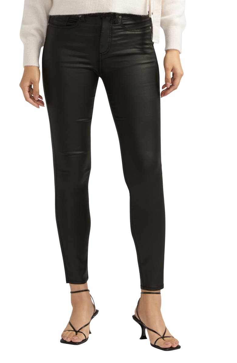 Silver Jeans Co. Isbister High Waist Coated Skinny Pants, Main, color, 