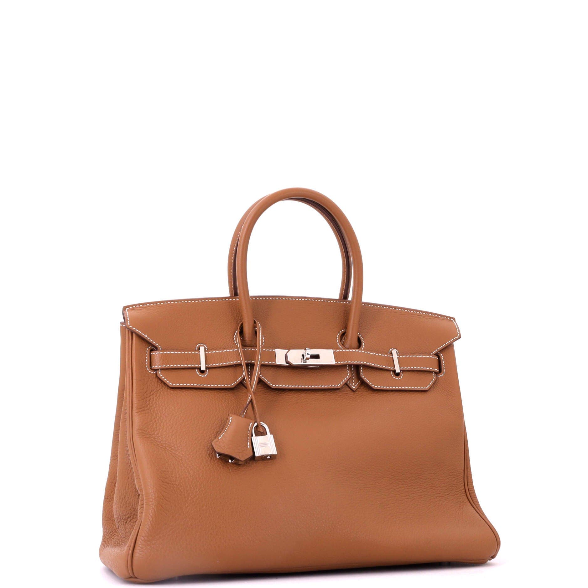 Birkin Handbag Brown Togo with Palladium Hardware 35, Alternate, color, Metallic Gold