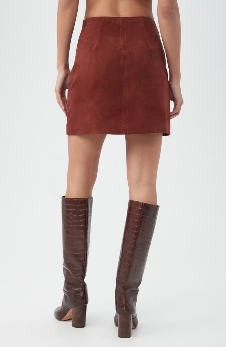 Trina Turk Rico 2 High Waist Suede Miniskirt, Alternate, color, Mahogany