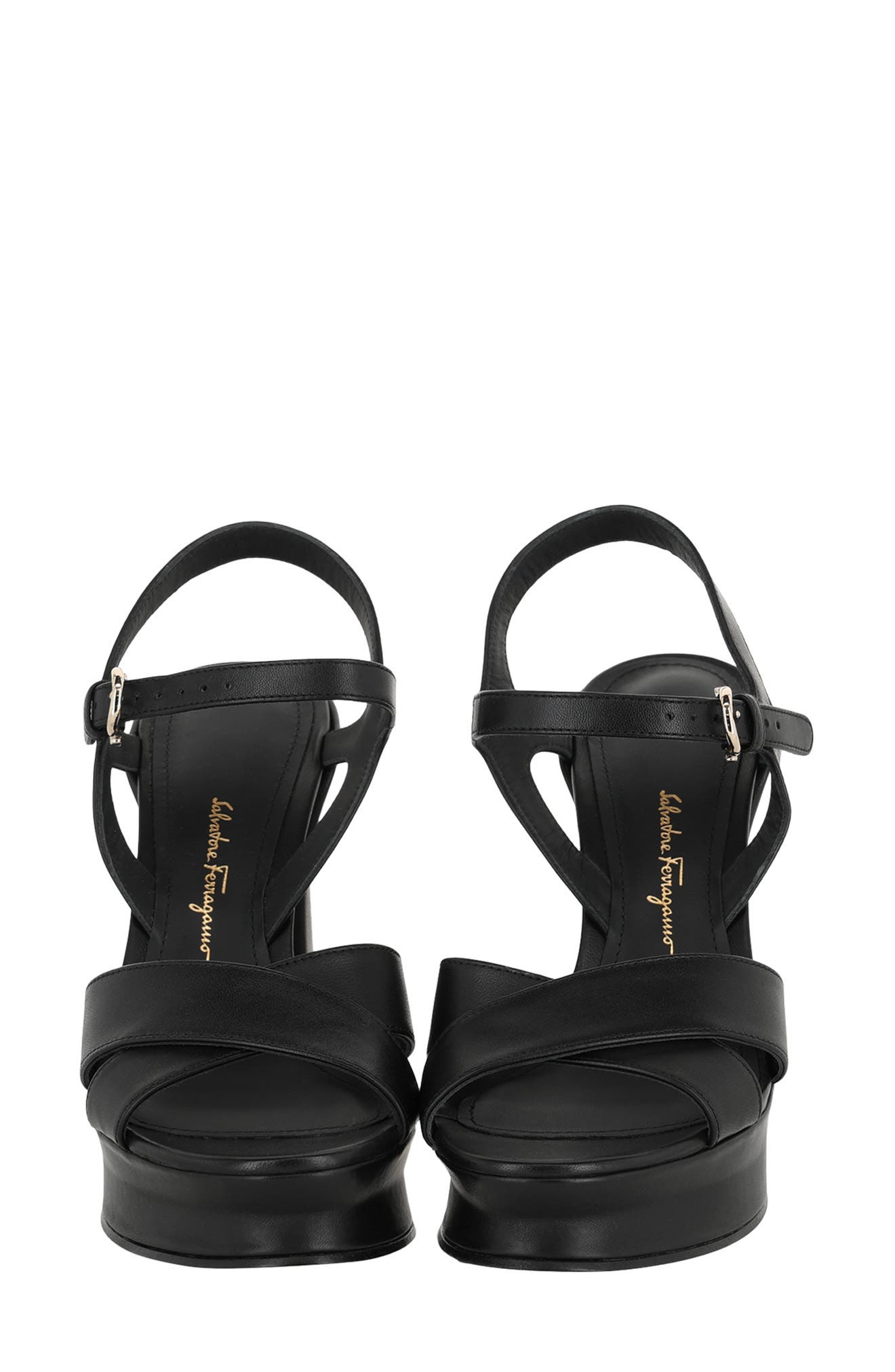 FERRAGAMO Platform Ankle Strap Leather Sandal, Alternate, color, 