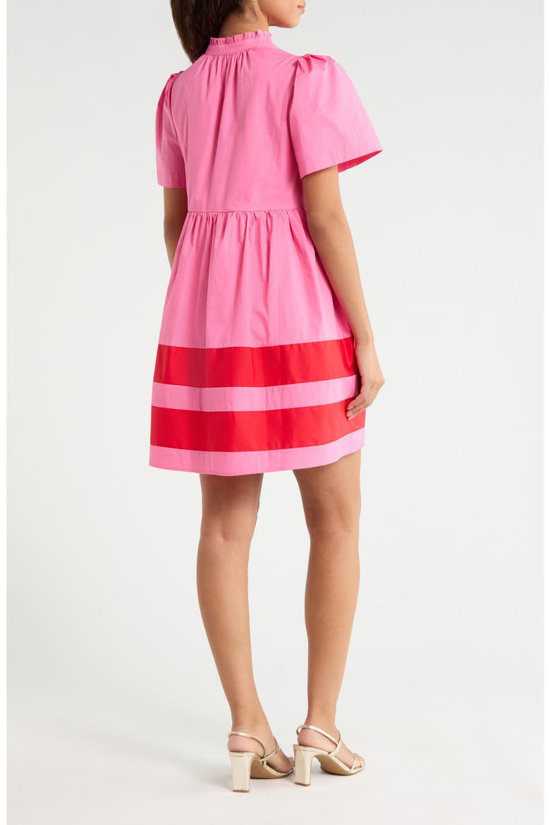 Lidia Colorblock Cotton Minidress, Alternate, color, PINK-RED