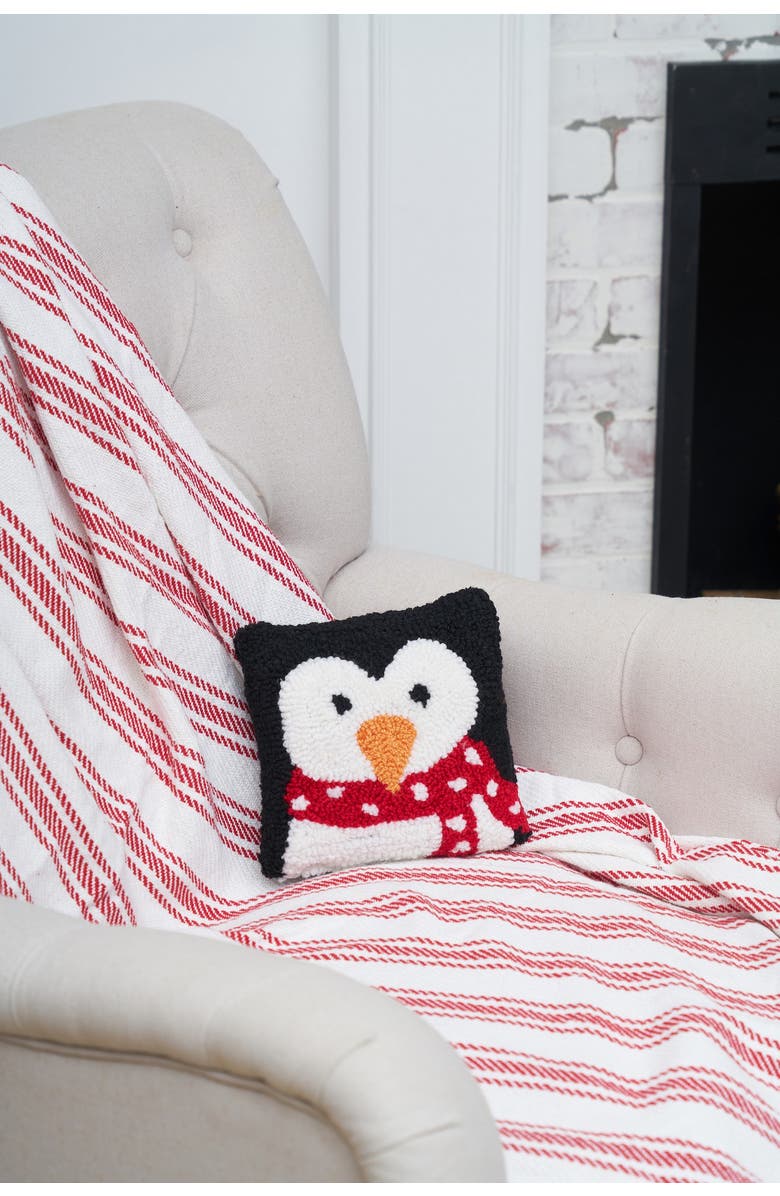 C&F Home Penguin Small Throw Christmas Throw Pillow, 8" x 8", Alternate, color, Black