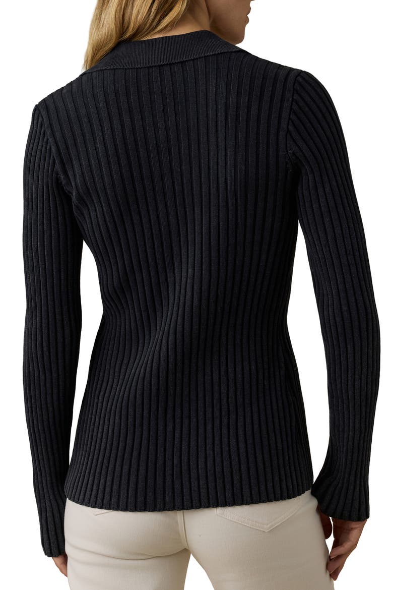 Sunwashed Ribbed Organic Cotton Cardigan, Alternate, color, BLACK