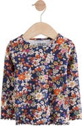NEXT Kids' Floral Print Rib Long Sleeve Top