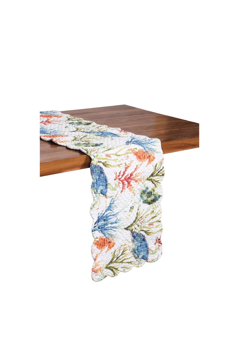 Marino Quilted Reversible Colorful Coastal Dining Table Runner, Alternate, color, Blue