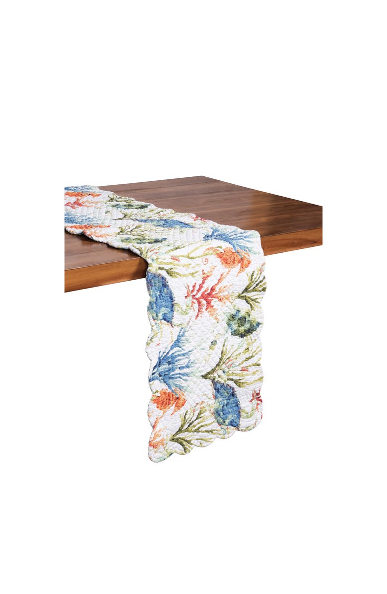 C&F Home Marino Quilted Reversible Colorful Coastal Dining Table Runner, Alternate, color, Blue