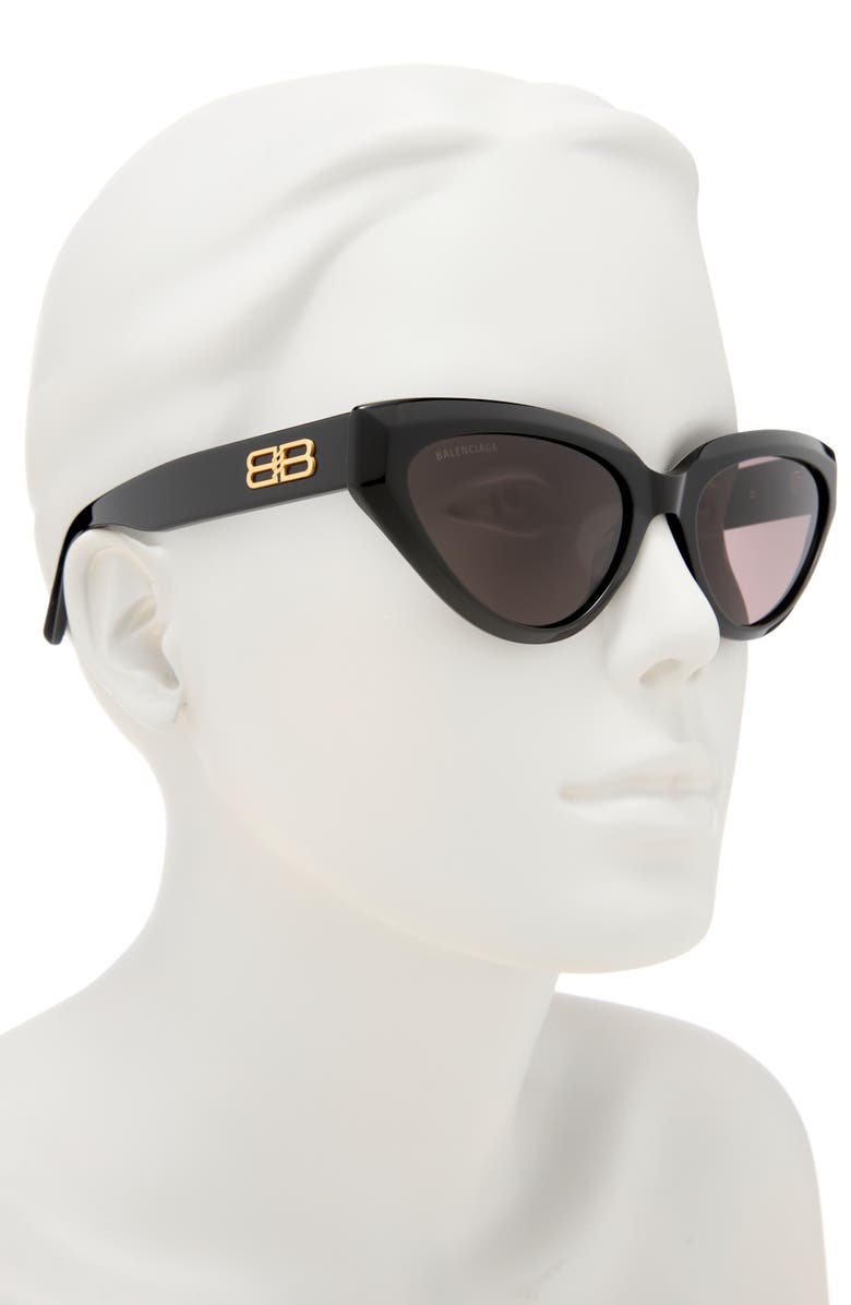 Balenciaga 56mm Cat Eye Sunglasses, Alternate, color, Black Black Grey