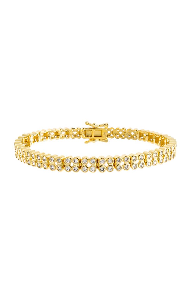 BY ADINA EDEN Double Row CZ Bezel Tennis Bracelet, Main, color,