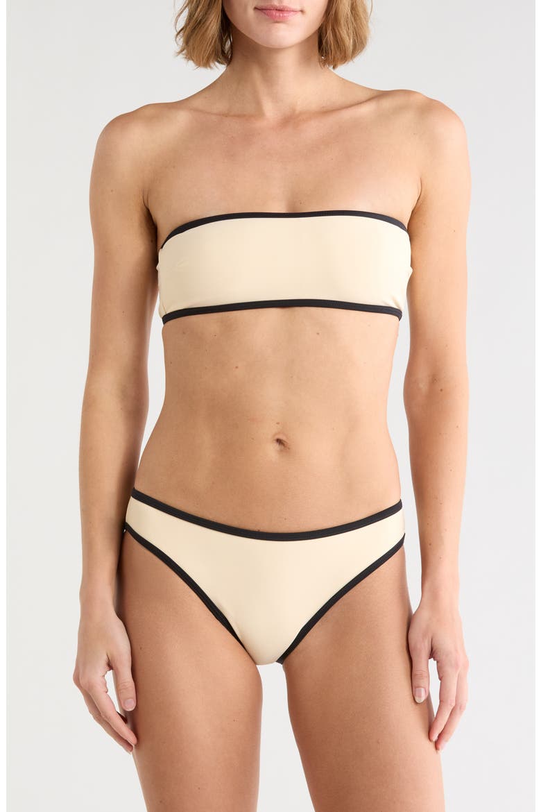 Bandeau Bikini Top & Bottoms Set, Main, color, ECRU/ BLACK