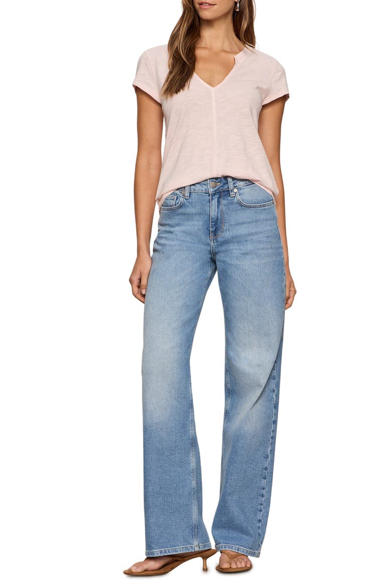 The New Girl Split Neck T-Shirt, Alternate, color, OXYGEN PIN