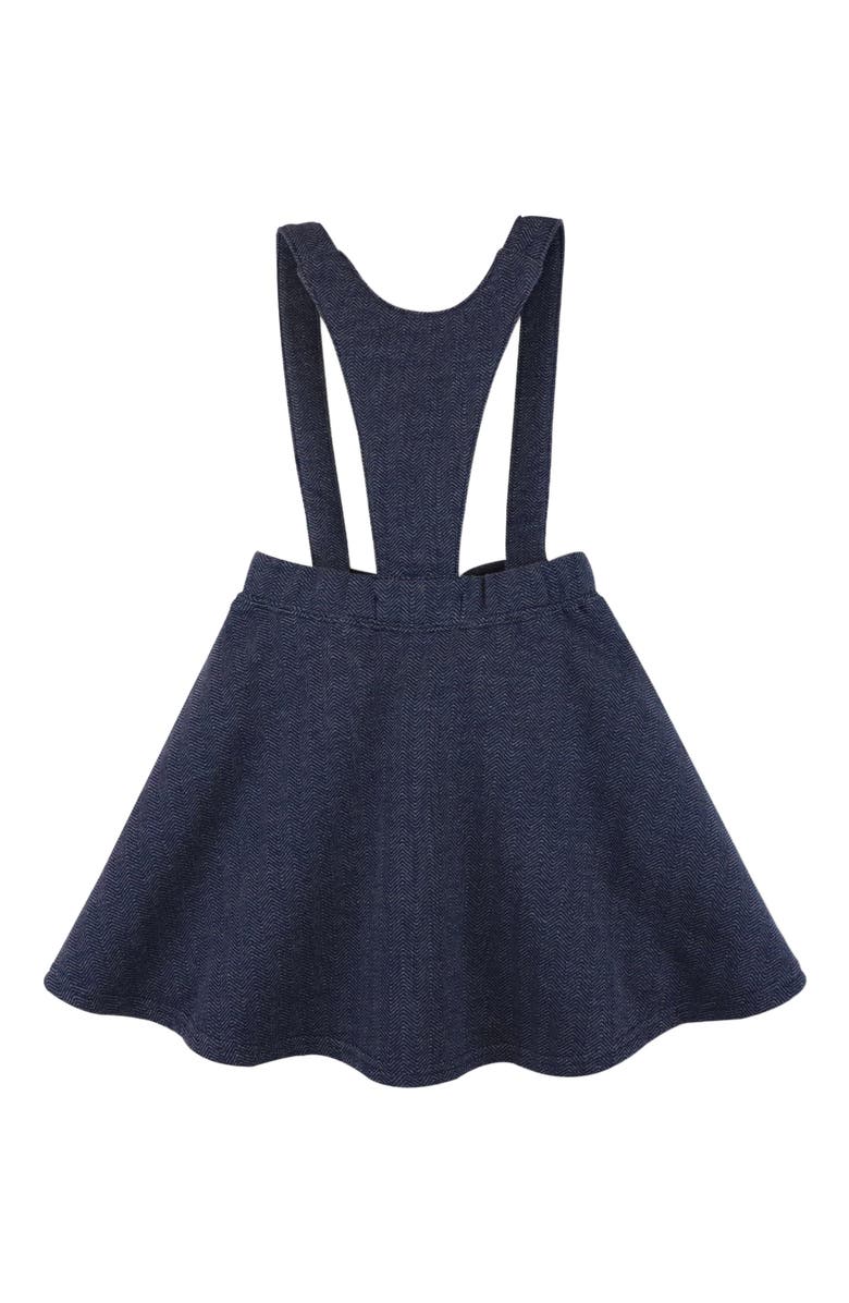 Hope & Henry Baby Girls' Fleece Bow Front Suspender Skirt, Infant, Alternate, color, Navy Herringbone