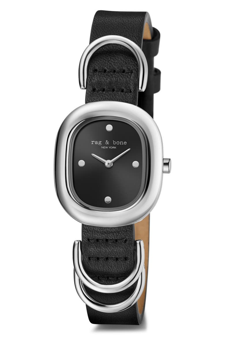 Rory Leather Strap Watch, 25mm, Alternate, color, BLACK