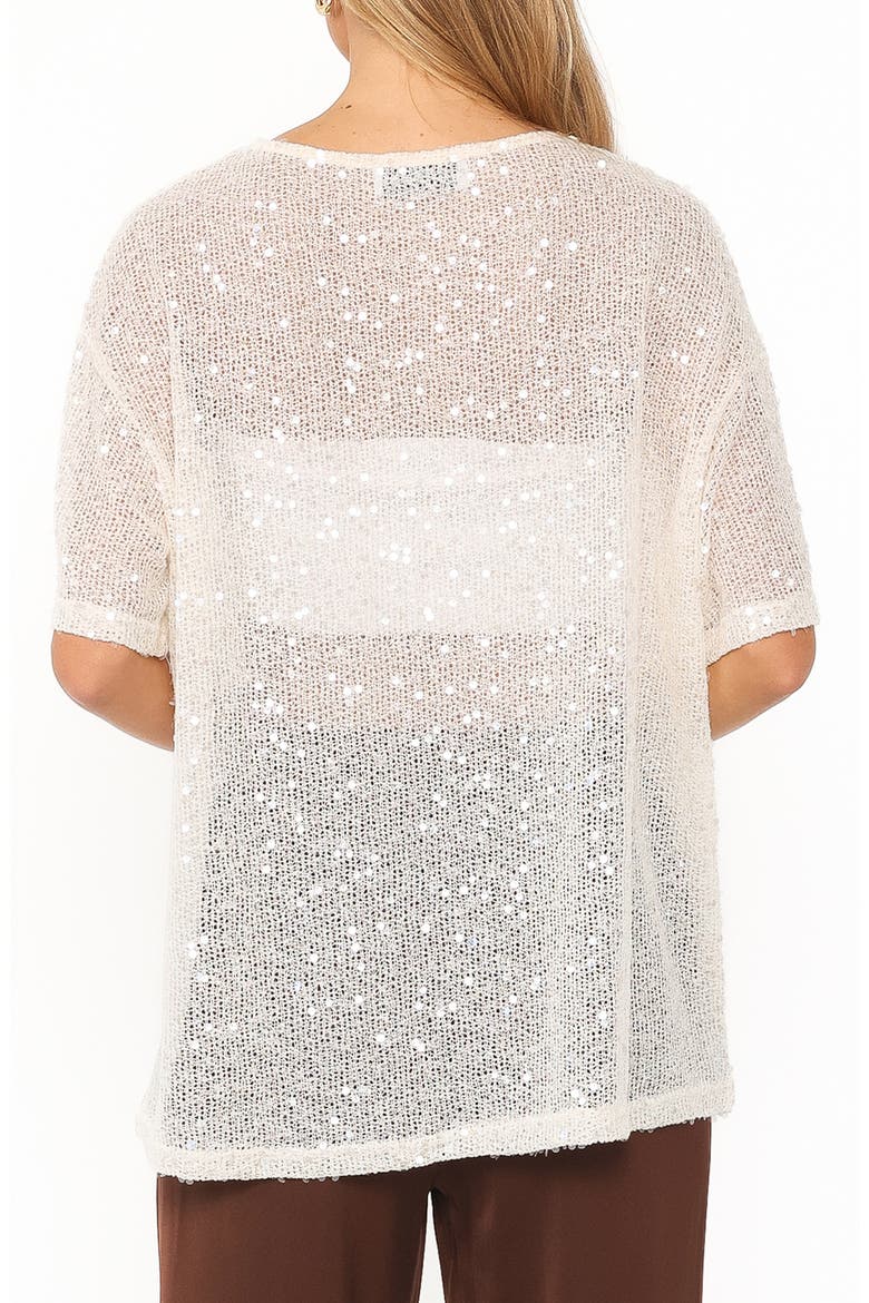 Nadine Sequin Open Knit Tee, Alternate, color, CREAM