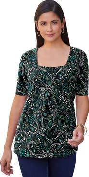 Jessica London Stretch Cotton Square Neck Tee