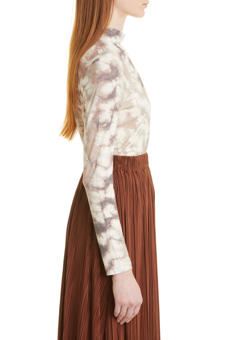 Elsi Floral Print Mock Neck Top, Alternate, color, BLURRED BROWN