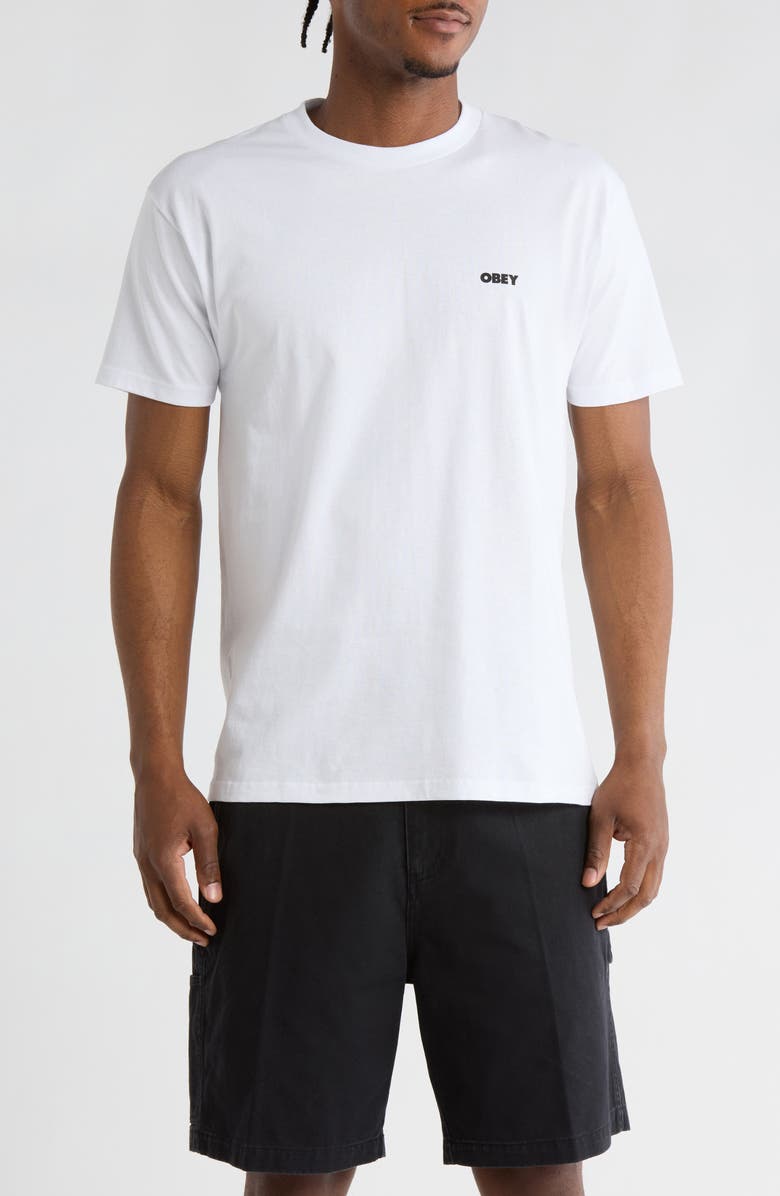 Obey Peace Target Graphic T-Shirt, Main, color, White