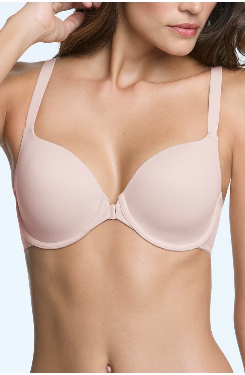 Dominique Intimates Talia Front Close Racerback Smoothing T-Shirt Bra, Main, color, Blush Rose