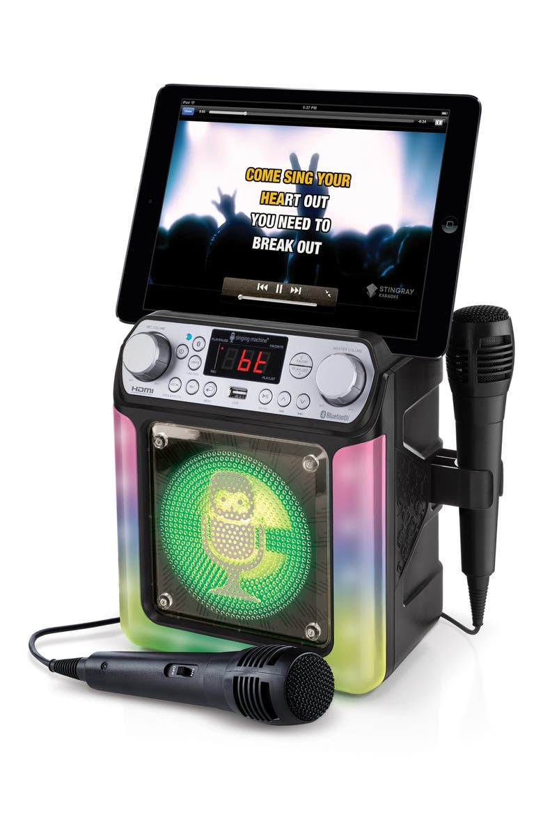 Groove Mini Karaoke Player with Two Microphones, Alternate, color, BLACK