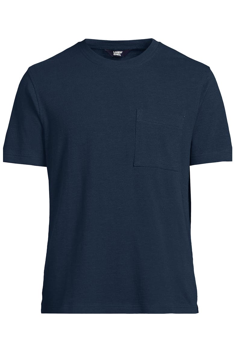 Short Sleeve Cotton Linen Tee, Alternate, color, Deep Ocean